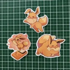3枚セット　防水ステッカー　ポケモン　イーブイ　アニメキャラ　かわいい　ゲーム機