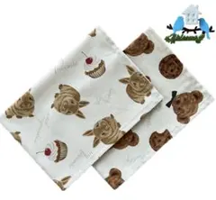 ランチョンマット 給食ナフキン ランチクロス 生成 ウサギ クマ 35×50