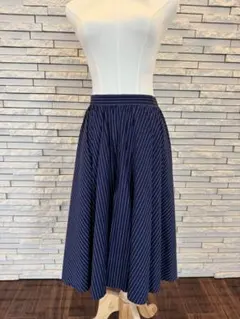 イエナ　ロングスカート ストライプ フレアスカート ネイビー