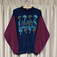 古着90's/USA製 TULTEX社製 スウェット・トレーナー(L)紺×エンジ