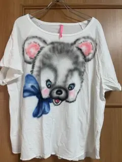 ムチャチャ　あちゃちゅむ　クマの顔プリント オーバーサイズTシャツのサムネイル