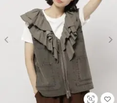 ニコアンド niko and 2WAY衿フリルデニムベスト　ジレ
