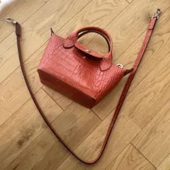 【ほぼ未使用・希少】ロンシャン ルプリアージュ 2wayバッグ クロコ型押し