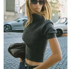 ZARAショートスリーブパフスリーブニットL