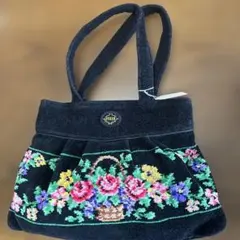 FEILER 花柄刺繍 トートバッグ ブラック