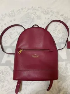 お値下げ　Coach コーチ　 レザー　 リュック　赤紫 ピンク ルージュ