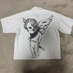 HERON PRESTON 半袖シャツ ストライプ エンジェルプリント