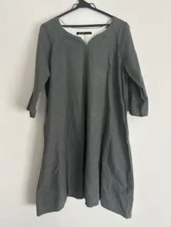 グレー Aライン 七分袖 ワンピース ワンピ