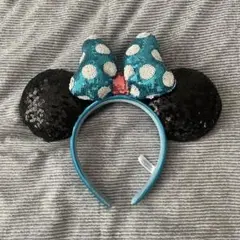 ミニー 水色ドットカチューシャ