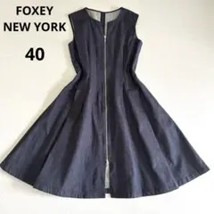美品☆フォクシーニューヨーク｜デニム ワンピース M フロント ダブル
