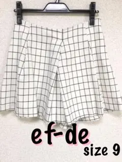 【美品】ef-de エフデ キュロット ショートパンツ 白 チェックのサムネイル