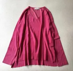 【美品】アンタイトル　シルク　Ｖネックニット　ピンク　薄手