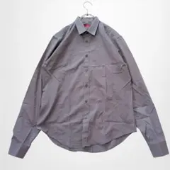 ザラマン グレー長袖シャツ 無地 ベーシック【訳あり】