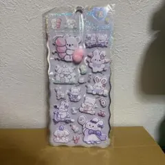 【くま&うさぎ】動物柄 おしりぷにぷにシール 立体シール 1シート