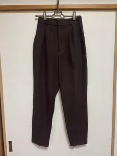 GU ブラウン 起毛タックテーパードパンツ S