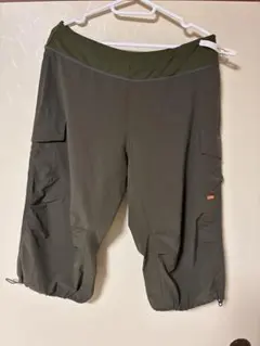 aqs+ カーゴパンツ クロップド カーキ ウエストゴム ストレッチ