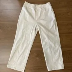 PLUSIV ホワイト ゴムウエスト ストレートパンツ
