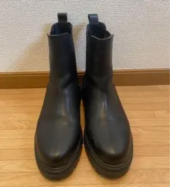 REMME/ブラックレザー サイドゴアブーツ 38 厚底 24.5