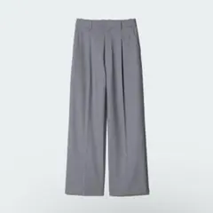 ユニクロ UNIQLO タックワイドパンツ グレー M 丈標準
