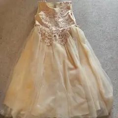 ゴールドベージュ 刺繍入り チュールドレス 140/68