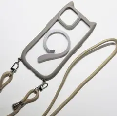 iPhone13 14 ケース 猫耳 MagSafe クリア ショルダー 韓国風