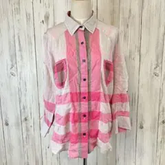 fontaine club ＊ ロールアップ袖 チェック柄 ブラウス