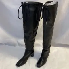 【未使用品】ZARA ザラ ブラック ニーハイブーツ レザー　タグ付き