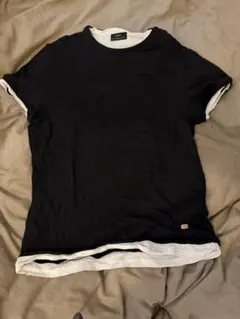 ZARA レイヤード風 半袖Tシャツ ブラック Lのサムネイル