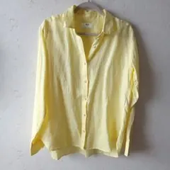 UNIQLO リネンシャツ イエロー Mサイズ 長袖のサムネイル
