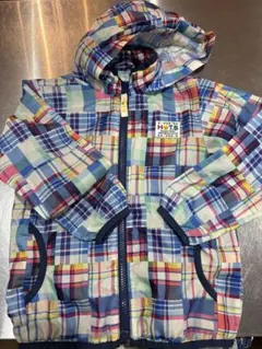 ミキハウス　ホットビスケット　HOTB フード付きチェックジャケット 110