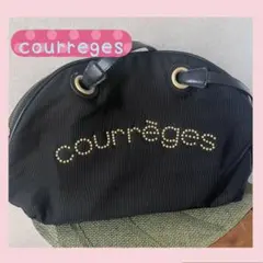 courrèges スタッズ付き黒ショルダーバッグ