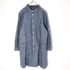 マミールナ（M~L）マタニティ デニム風シャツワンピース 長袖 授乳 綿