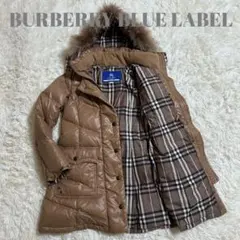 BURBERRY ダウンジャケット　ノバチェック　サイズ40 ラクーンファー