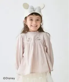 プティマイン Disney 刺繍チュニック ピンク ミッキーミニー