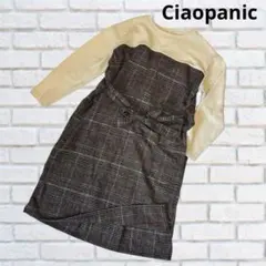 Ciaopanic ニットドッキングワンピース　チェック　フリーサイズ