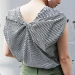 【レリューム】天竺バッククロスプルオーバー　ボーダー　カットソー　Tシャツ