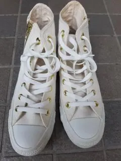 23.5cm☘️コンバース☘️ハイカットスニーカー　ハートワッペンポイント