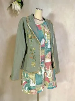 【Vintage】刺繍ストレッチデニムジャケット