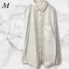 ジーユー　長袖シャツ　ブラウス　長め丈　M　ホワイト