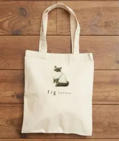 fig London 猫柄トートバッグ　エコバッグ　生成り　フィグロンドン