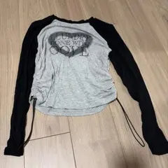 グレー/ブラック ラグランスリーブTシャツ