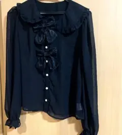 Ank Rouge リボン黒透けシャツ