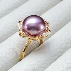13.5×11.7mm　淡水真珠　本真珠　エジソンパール　濃紫　リング　S925