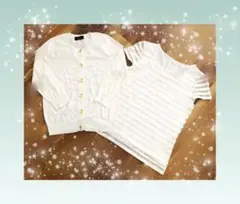 ジャスグリッティ　清楚系ビジュー釦ホワイトアンサンブル