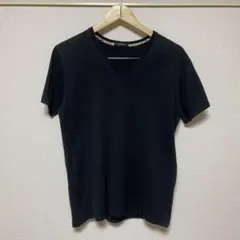 【美品】Burberry バーバリー Vネック Tシャツ Mサイズ ブラック