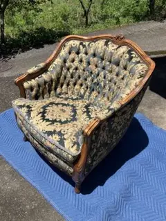 オールドカリモク 金華山シングルソファ アンティーク 猫脚 1人掛け