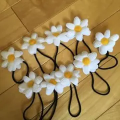 花のヘアゴム 9個セット ホワイト・イエロー