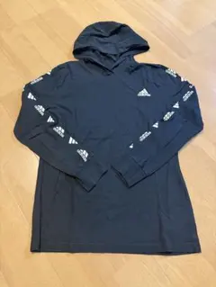 adidas フード付き長袖Tシャツ 黒