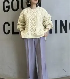 美品　TORRAZZO DONNA ケーブルニット×ブラウス　ホワイト