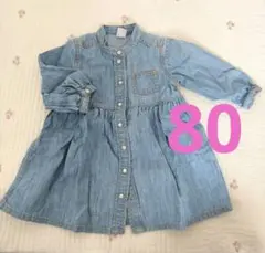 プチバトー　デニムワンピース　80